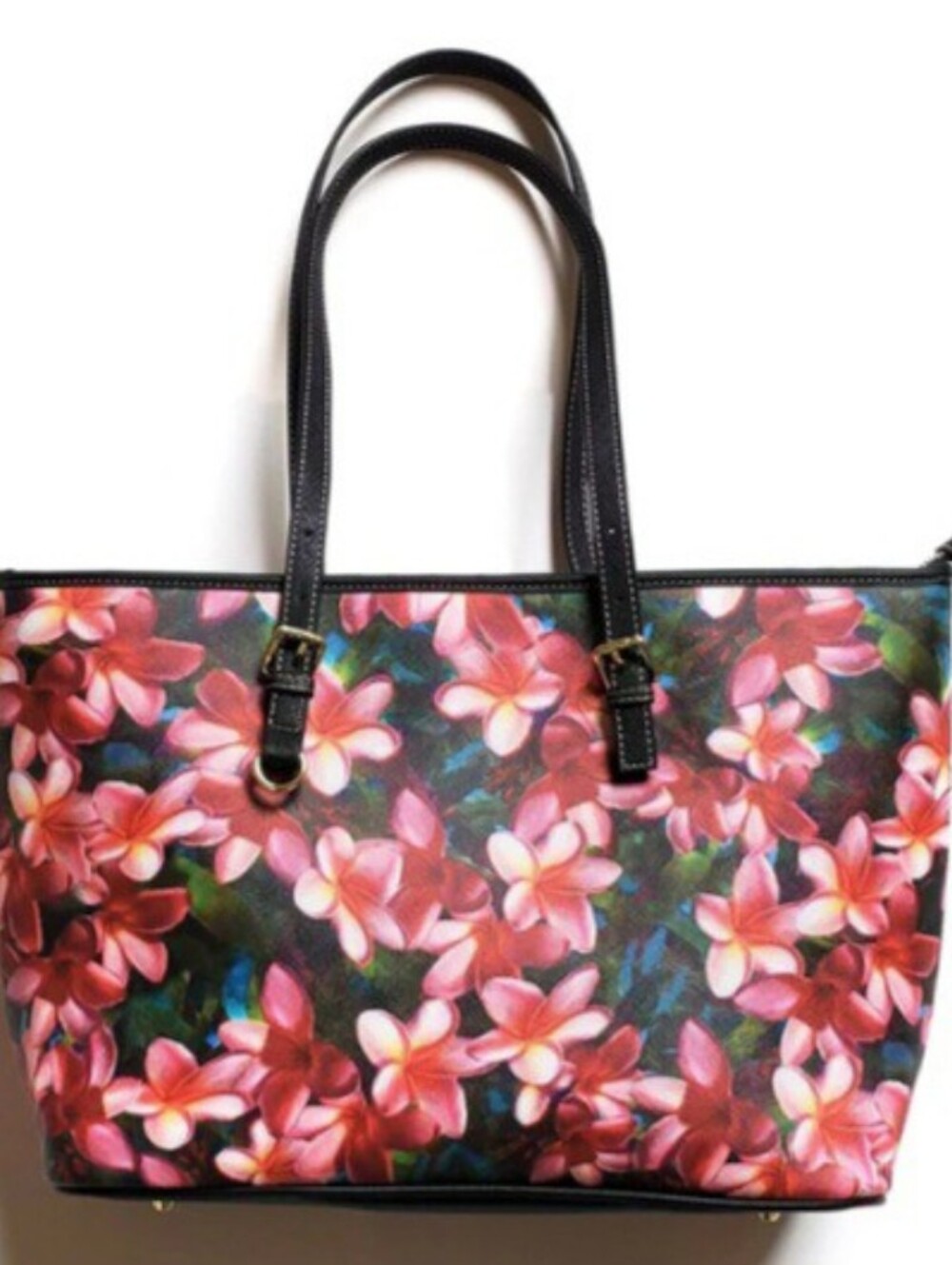 Plumeria Paradise Zippered Carry All Travel Tote Purse And Wallet